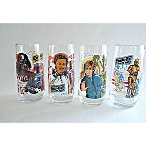 4 Vintage Empire Strikes Back  Drinking Glass Darth Vader Luke Skywalker Lando C